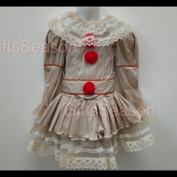 Pennywise IT  Beige Costume Kid Size Child Girls Corset Halloween Birthday Party - Picture 1 of 3
